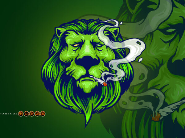 Cool lion weed smoke marijuana t shirt vector file