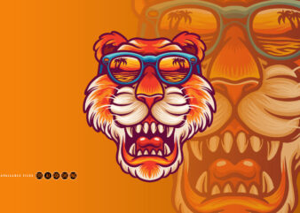Cool tiger head with glasses Holiday t shirt vector file