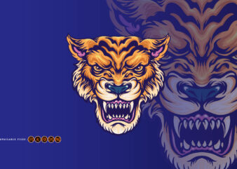 Angry Tiger head illustration