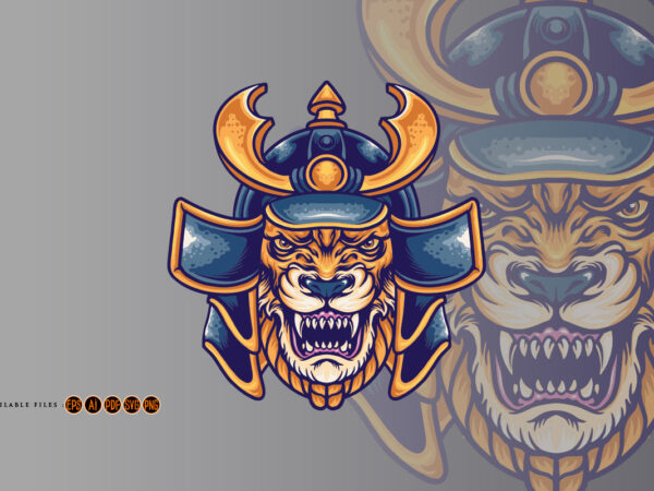 Beast tiger samurai warrior illustration t shirt template