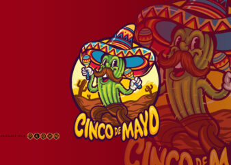 Cactus playing Maracas dancing Cinco de mayo Mascot