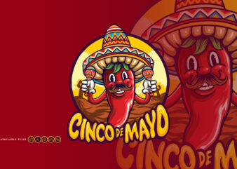 Chili Playing Maraca Cinco De Mayo Mascot t shirt vector file