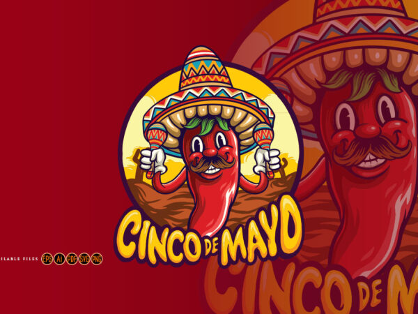 Chili playing maraca cinco de mayo mascot t shirt vector file