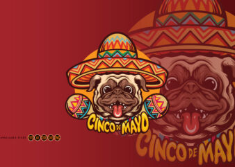 Cute Pug Dog Cinco De Mayo Sombrero Hat Clip Art