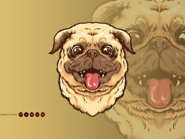 Cute pug dog sticking tongue out t shirt vector file