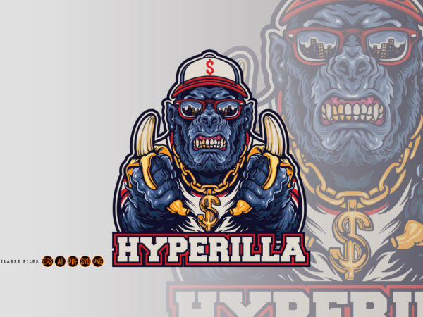 Gorilla hype beast with bananas character t shirt design template
