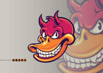 Smiling duck devil character t shirt template vector