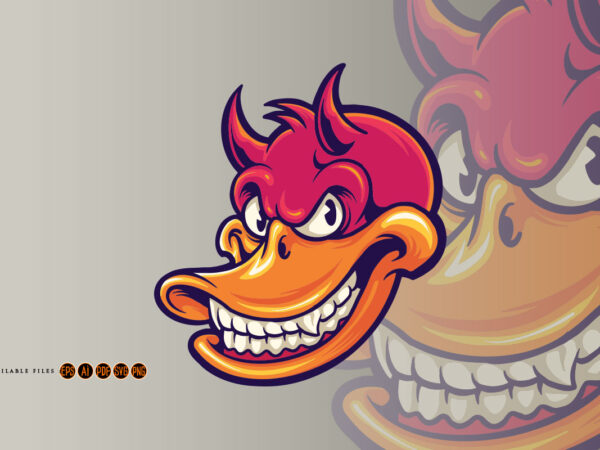 Smiling duck devil character t shirt template vector