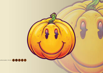 Smiling happy pumpkin illustration t shirt template vector