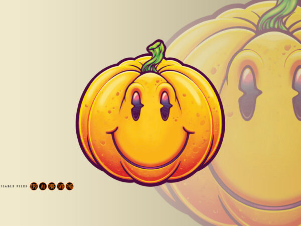 Smiling happy pumpkin illustration t shirt template vector