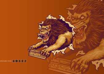 The Wild Lion Squeegee Screen Printing Mascot t shirt designs for sale