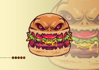 Monster burger terror illustration