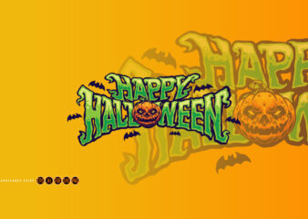 Happy Halloween Pumpkin Head Typography