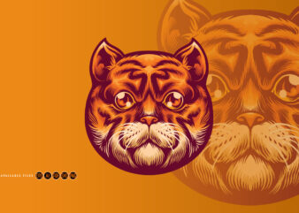Cute Orange Cat Head Mascot