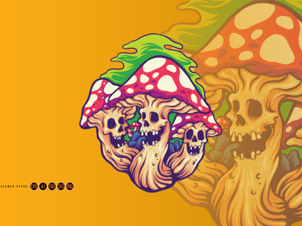 Scary monster magic mushroom t shirt template vector