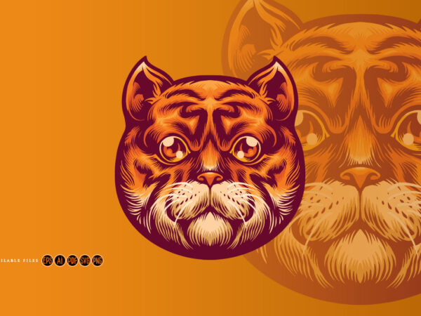 Cute orange cat head mascot t shirt vector file