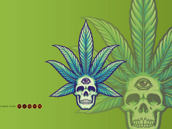 Cannabis leaves skull pot marijuana weed t shirt vector file