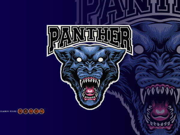 Black panther head mascot logo t shirt template