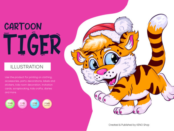 Cute cartoon tiger. t shirt vector file