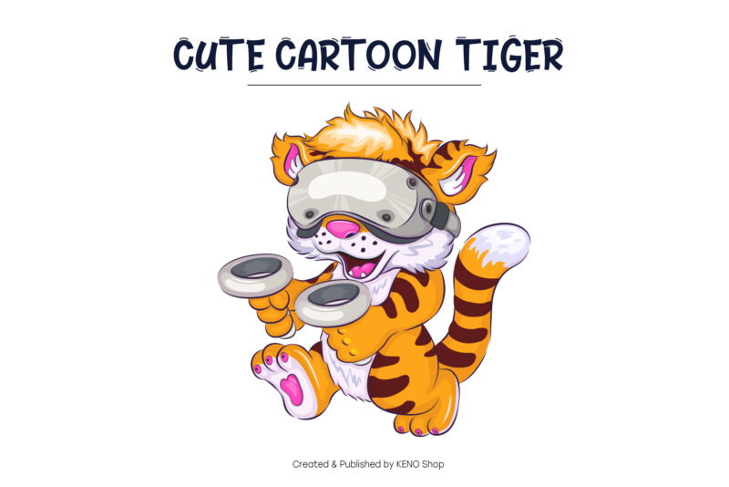 Set of Cute Cartoon Tigers.