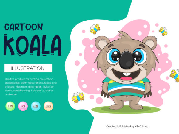 Cute cartoon koala. t shirt vector file