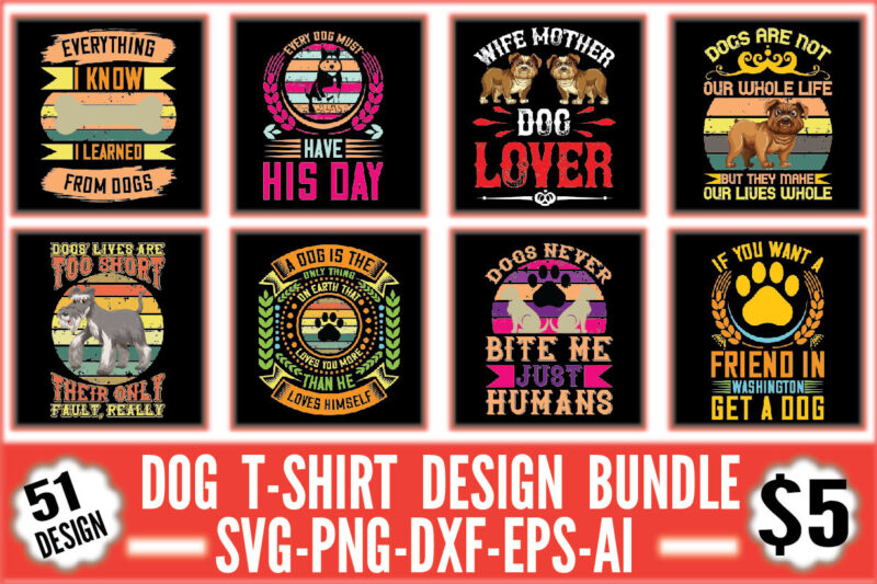 Dog T-shirt Design Bundle