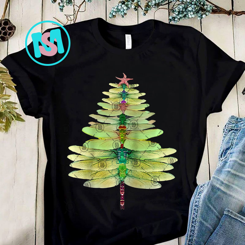 Dragonfly Christmas Tree Funny Dragonfly Lovers Xmas PNG, Christmas Tree PNG, Merry Christmas PNG Instant Download