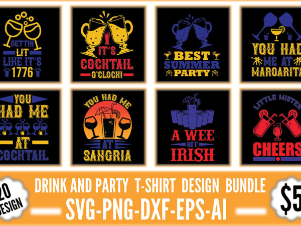 Drink and party t-shirt design bundle