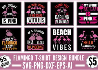Flamingo T-shirt Design Bundle