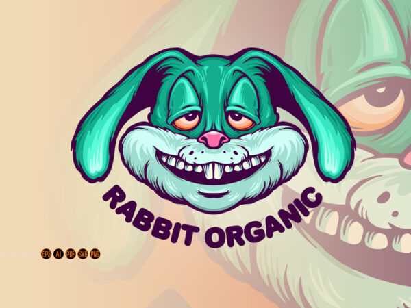 Fly rabbit organic mascot illustrations t shirt graphic design