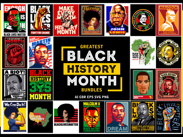 Greatest black history month bundles t shirt design template