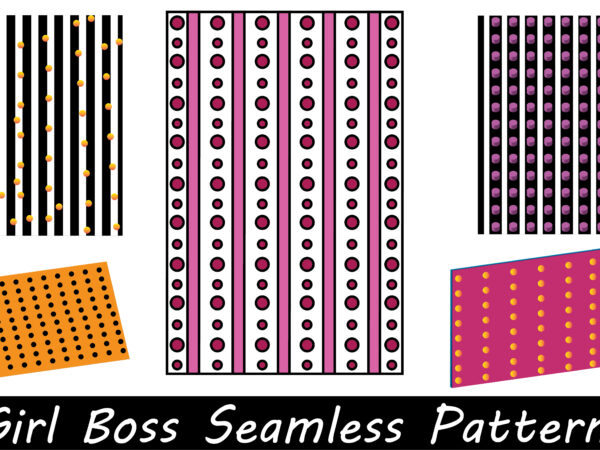 Girl boss seamless patterns t shirt design template