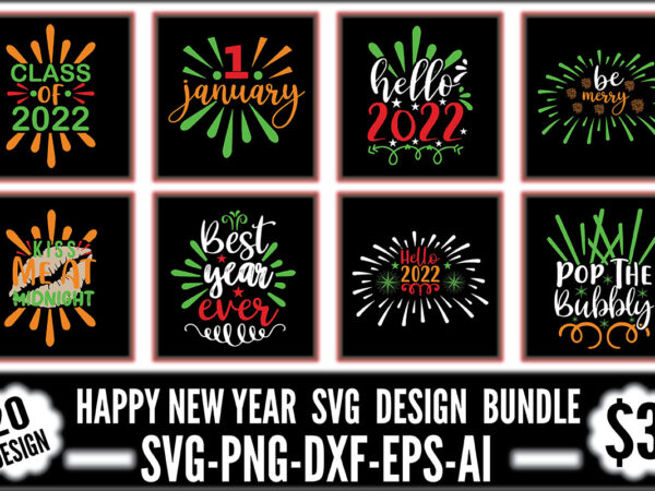 Happy new year svg design bundle