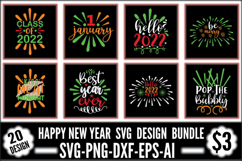 Happy New Year SVG Design Bundle