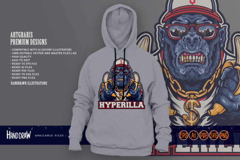 Gorilla hype beast with bananas character