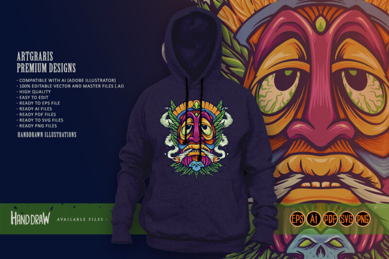 Tiki Joint Kush Smoking Weed Cannabis - Buy t-shirt designs