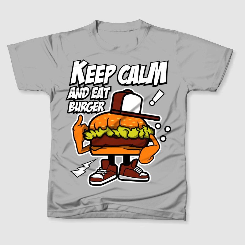 KEEP CALM AND EAT BURGER CARTOON - Buy t-shirt designs