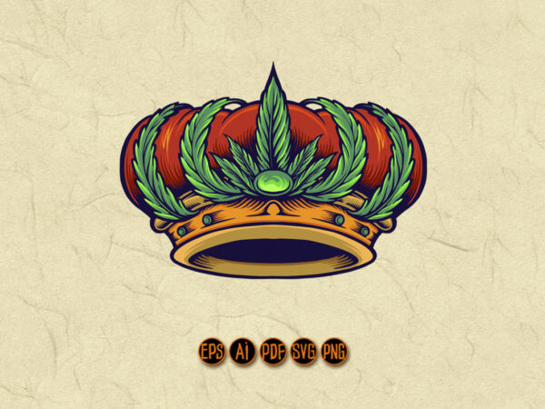 King kush logo isolated cannabis crown t shirt vector art