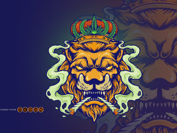Lion king weed smoke cannabis mascot t shirt vector graphic Lion king weed smoke cannabis mascot t shirt vector graphic