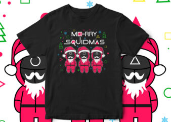 Merry Squidmas, Squid Games, Squid Game Vector T-Shirt design, Squid Santa Claus