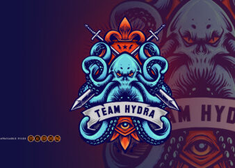 Octopus Kraken Badge Logo Hydra Illustrations t shirt design online