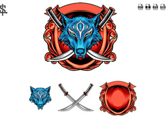 Fox Kitsune With Sword Frame t shirt graphic design