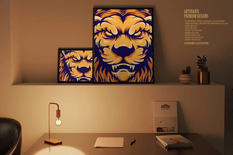 Lion Head Vintage Character