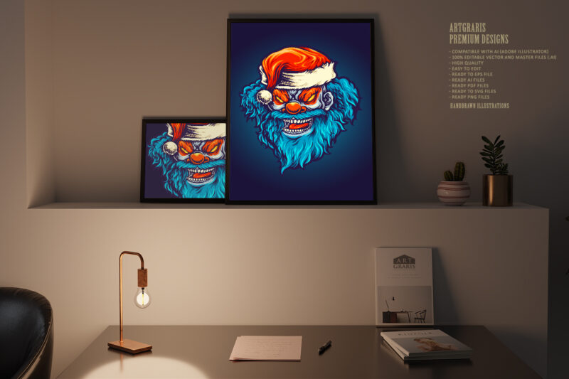 Angry Clown Santa Hat Illustrations