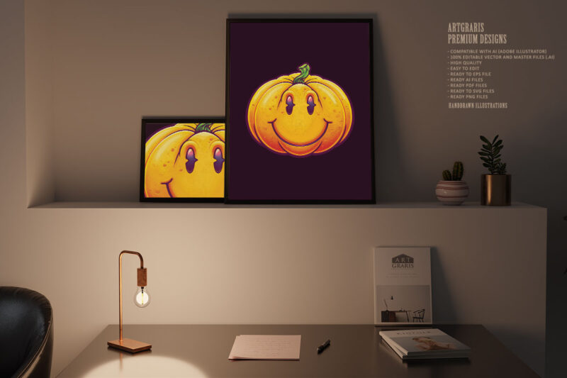 Smiling happy pumpkin illustration