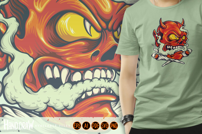 Red Devil Vape Weed Smoking Illustrations