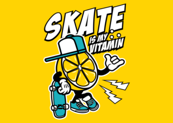 SKATEBOARD LEMON CARTOON t shirt template vector