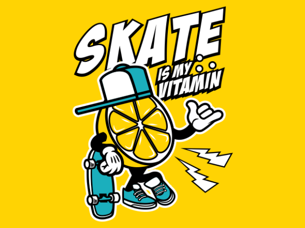 Skateboard lemon cartoon t shirt template vector