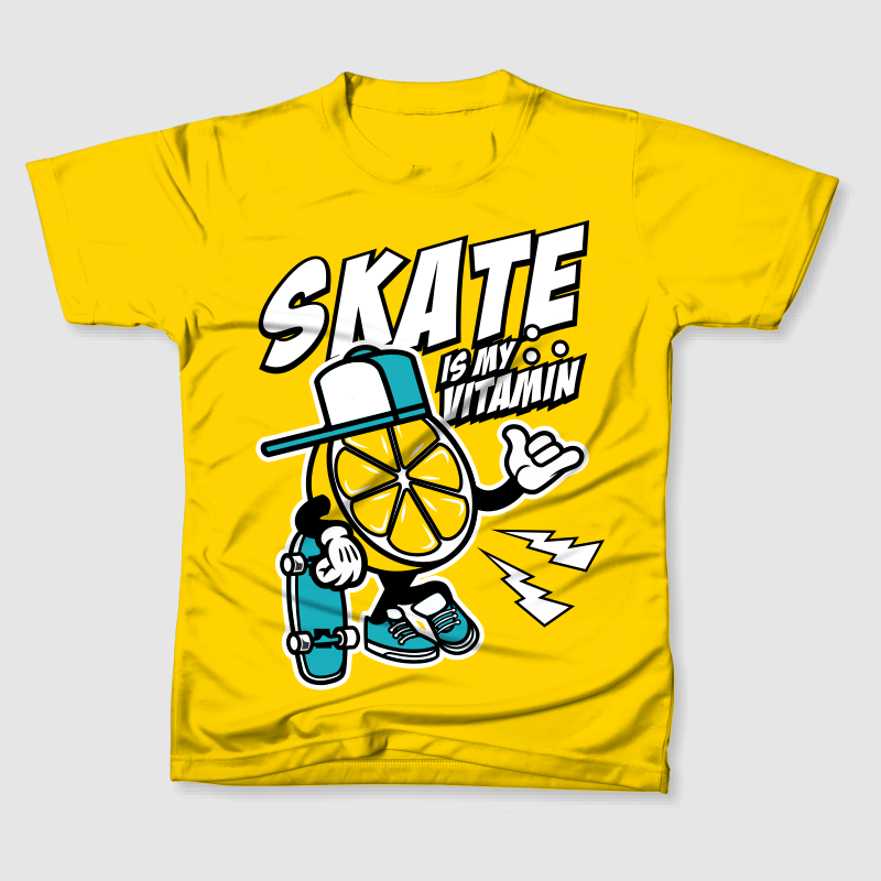 SKATEBOARD LEMON CARTOON