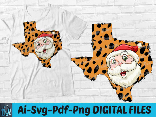 Texas leopard santa t-shirt design, tx leopard santa svg, tx leopard santa head christmas shirt, leopard texas map christmas svg, funny texas santa head tshirt, texas santa sweatshirts & hoodies